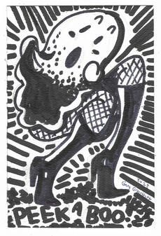 "Peek-A-Boo!" Alcohol marker on paper. 2023.
