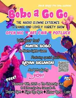"Bobo a Go Go" (local variety show) poster. Digital composition. December 2025.